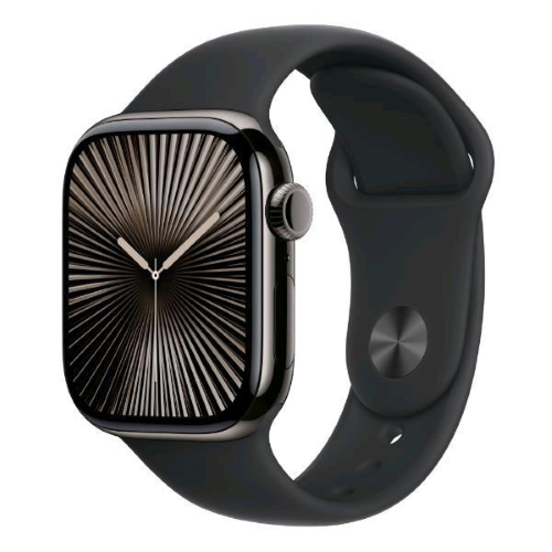 APPLE WATCH SERIES 10 GPS + CELLULAR 4G 42mm CASSA IN TITANIO ARDESIA CINTURINO SPORT NERO - M/L
